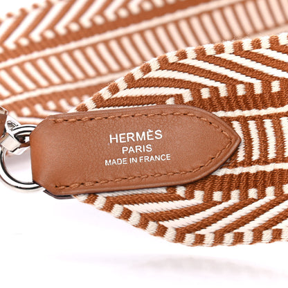 Hermes Toile Swift 50mm Sangle Cavale Shoulder Strap Ecru Beige Gold 3 of 4