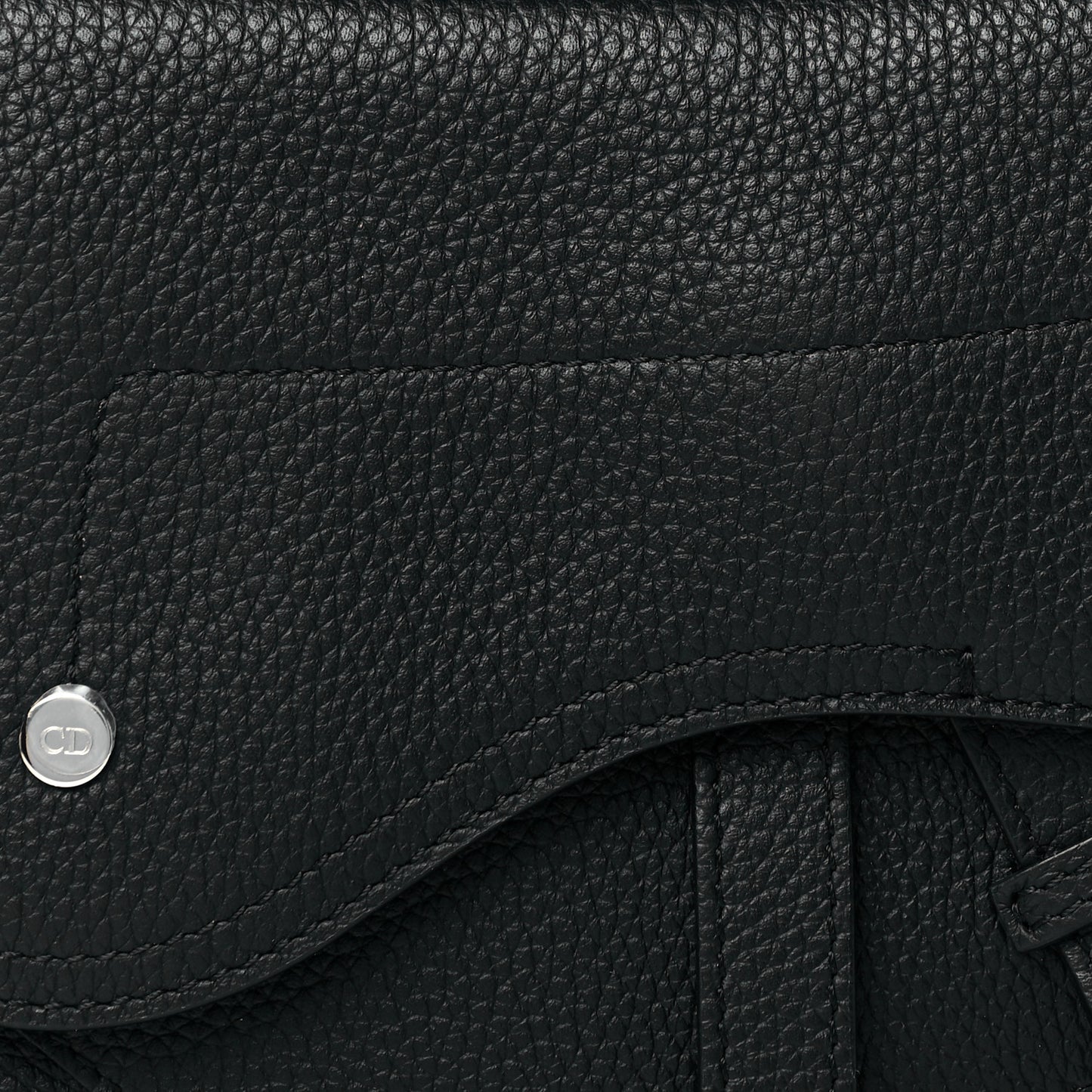 Grained Calfskin Saddle Pouch Belt Bag Black