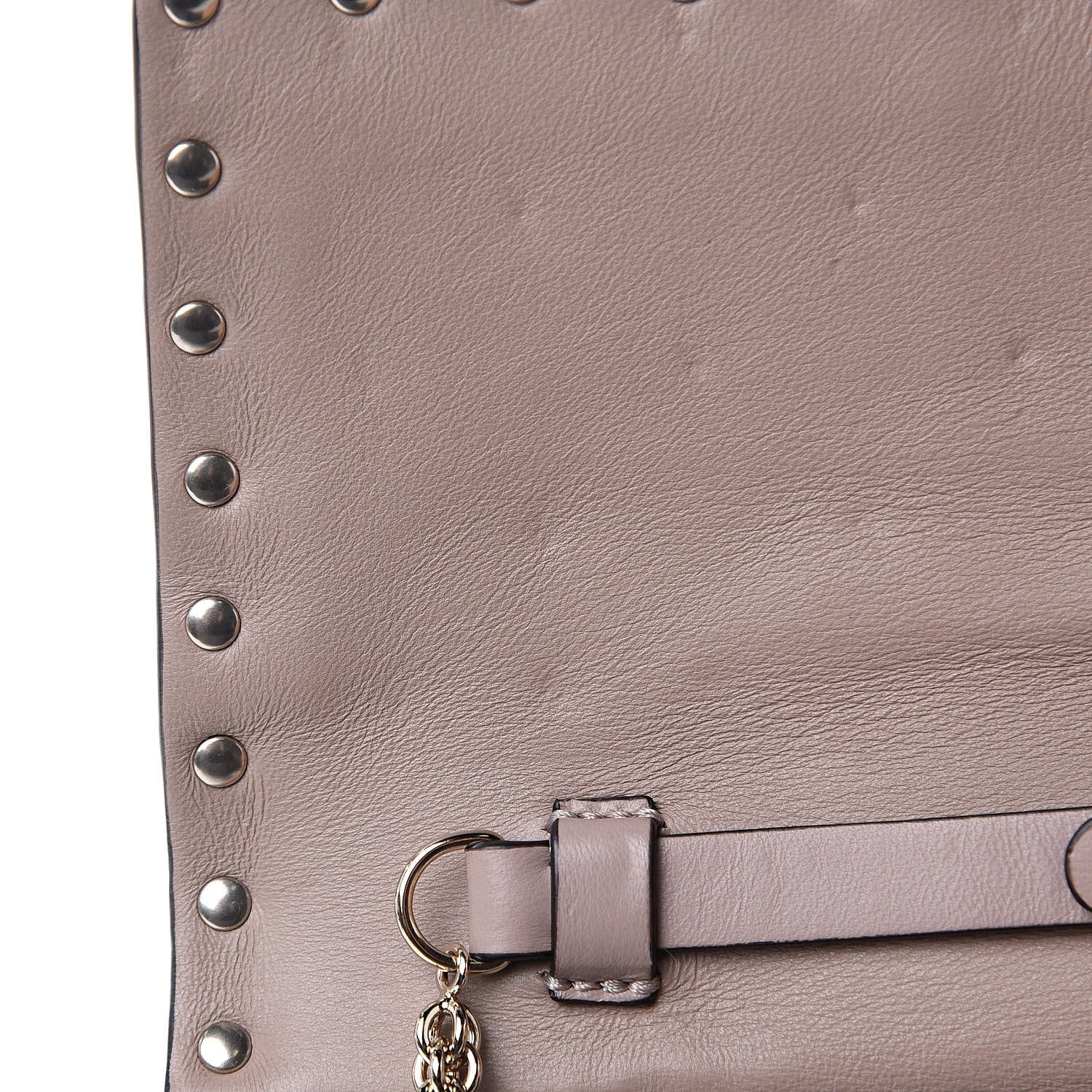 Valentino Garavani Lambskin Rockstud Spike Wallet on Chain Poudre 10 of 10
