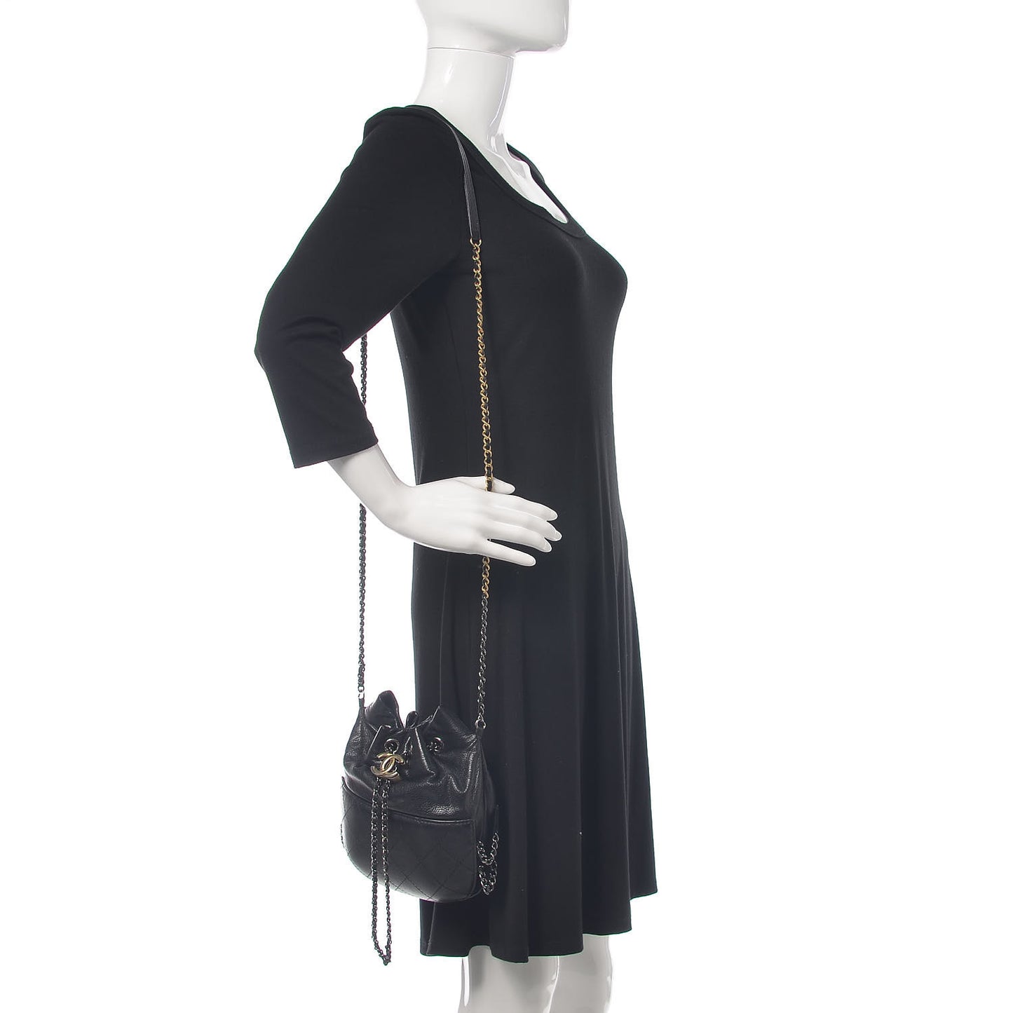 Calfskin Quilted Small Gabrielle Bucket Black