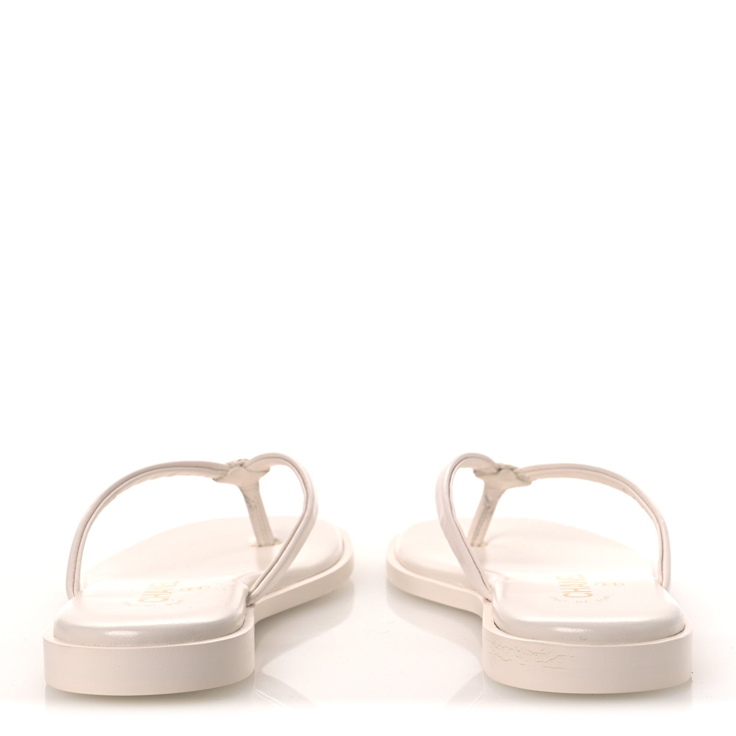 Chanel Goatskin CC Times Square Thong Sandals 37.5 White 6 of 14