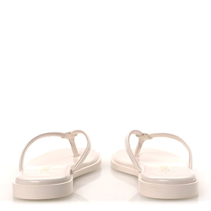 Chanel Goatskin CC Times Square Thong Sandals 37.5 White 6 of 14