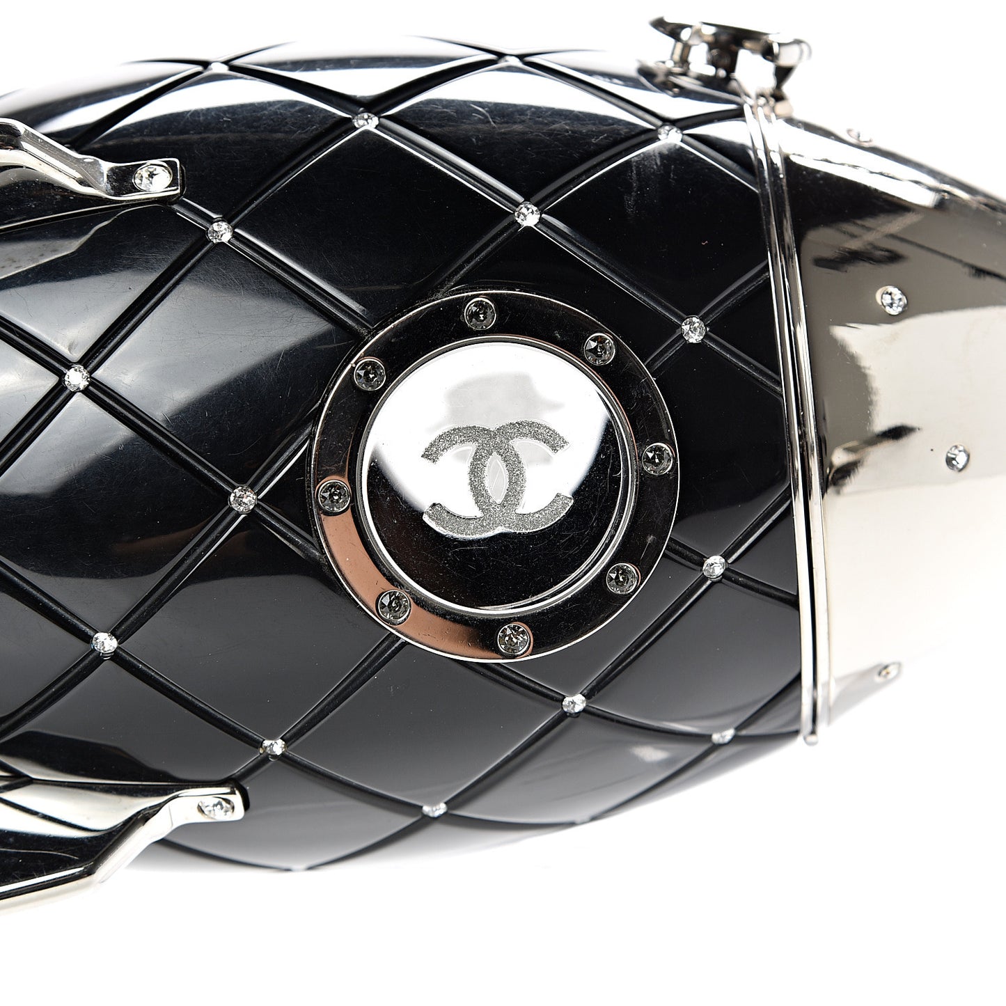 Plexiglass Crystal Rocket Ship Minaudière Clutch Black