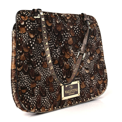 Valentino Garavani Calf Hair Feather Rockstud Shoulder Satchel 3 of 7