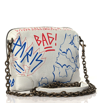 Balenciaga Agneau Graffiti All Over Classic Hardware Reporter XS White Bleu Rouge 3 of 10
