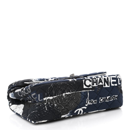 Chanel Jersey Quilted Graffiti Reissue 225 Flap Navy Blue 3 of 4