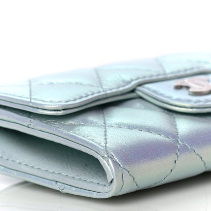 Chanel Iridescent Calfskin Quilted Flap Card Holder Light Blue 11 of 12