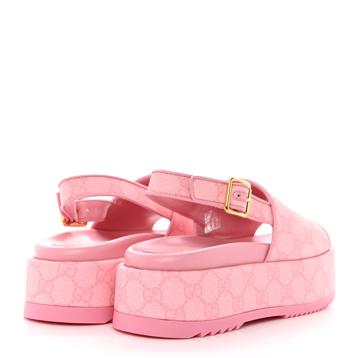 GG Supreme Monogram Granada Kid Angelina Platform 35mm Slingback Sandals 37.5 Cotton Candy Dark Cotton Candy Wild Rose