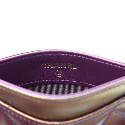 Chanel Iridescent Lambskin Quilted Card Holder Purple 7 of 10