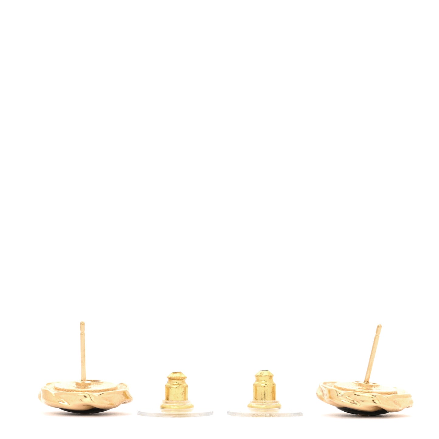 Resin CC Round Earrings Gold Black