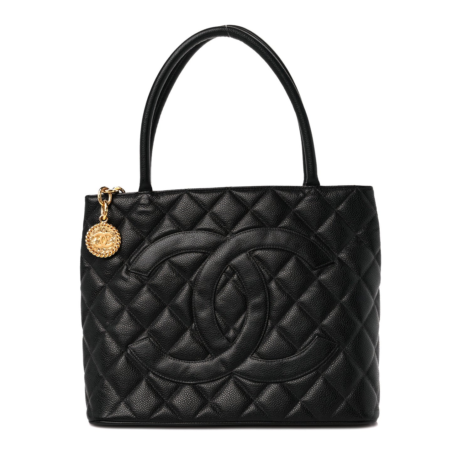 Caviar Quilted Medallion Tote Black