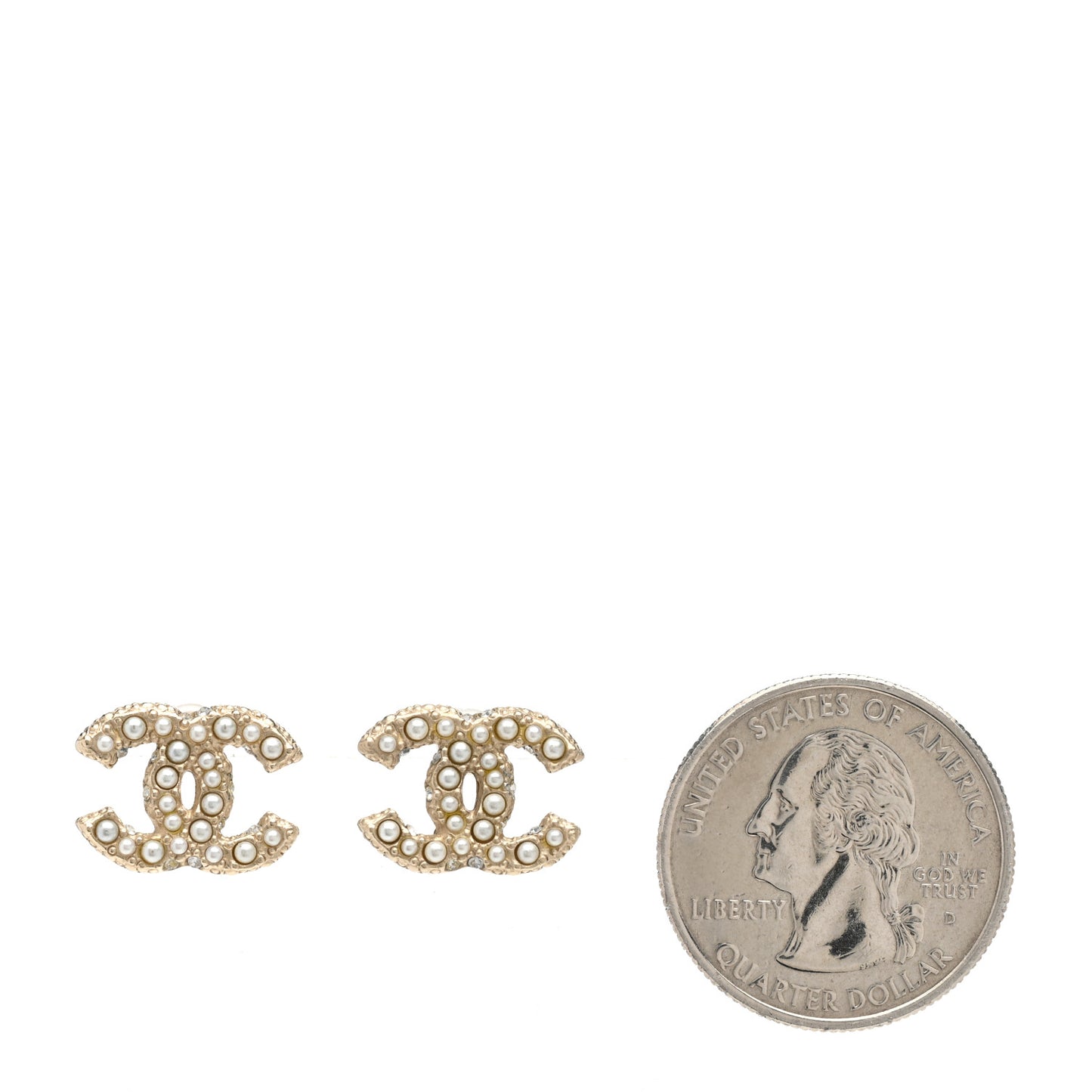 Metal Graduated Pearl Crystal CC Earrings Light Gold