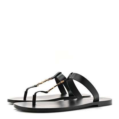 Saint Laurent Patent Calfskin Mens Cassandra Monogram Sandals 43 Black 3 of 9