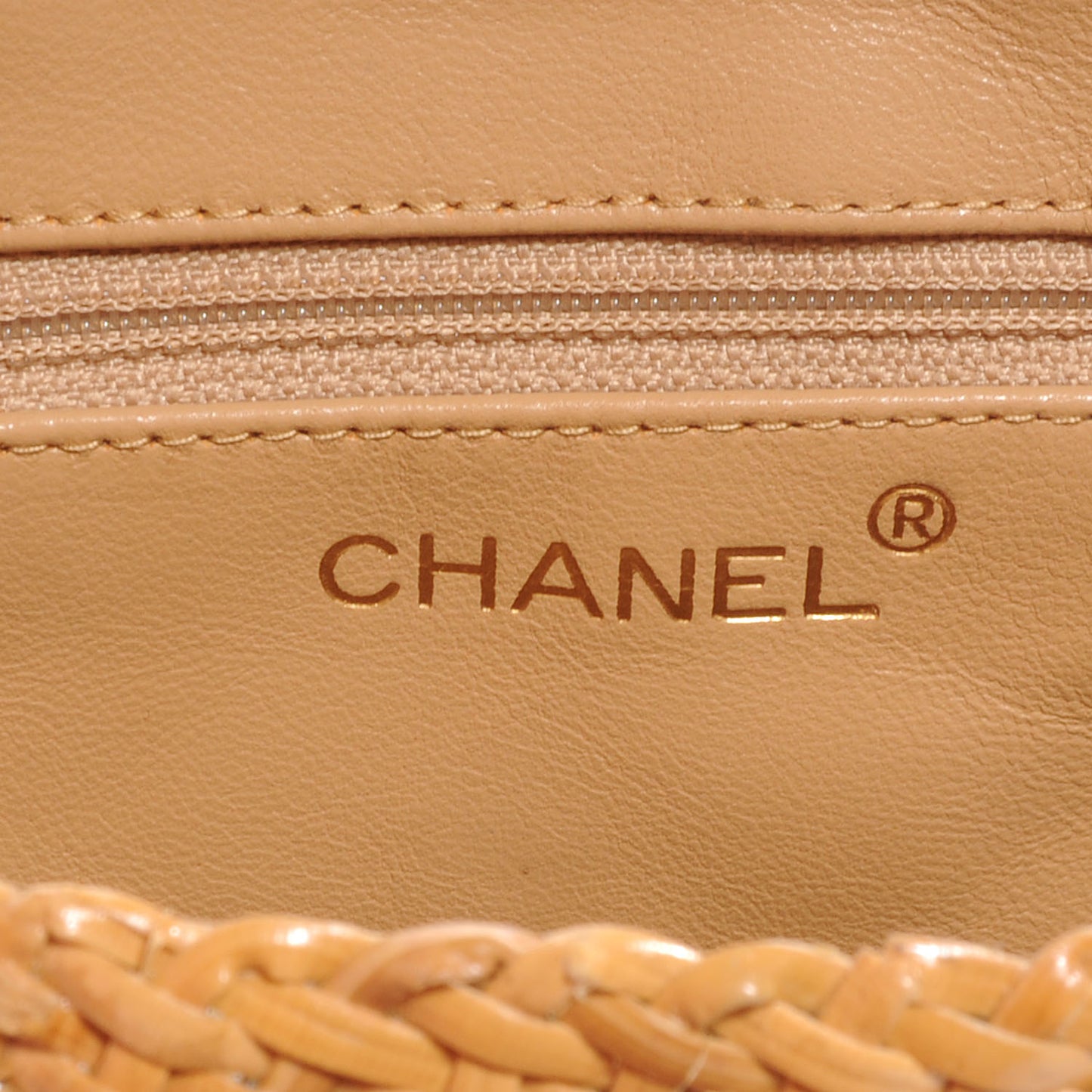 Lambskin Straw Shoulder Bag Beige