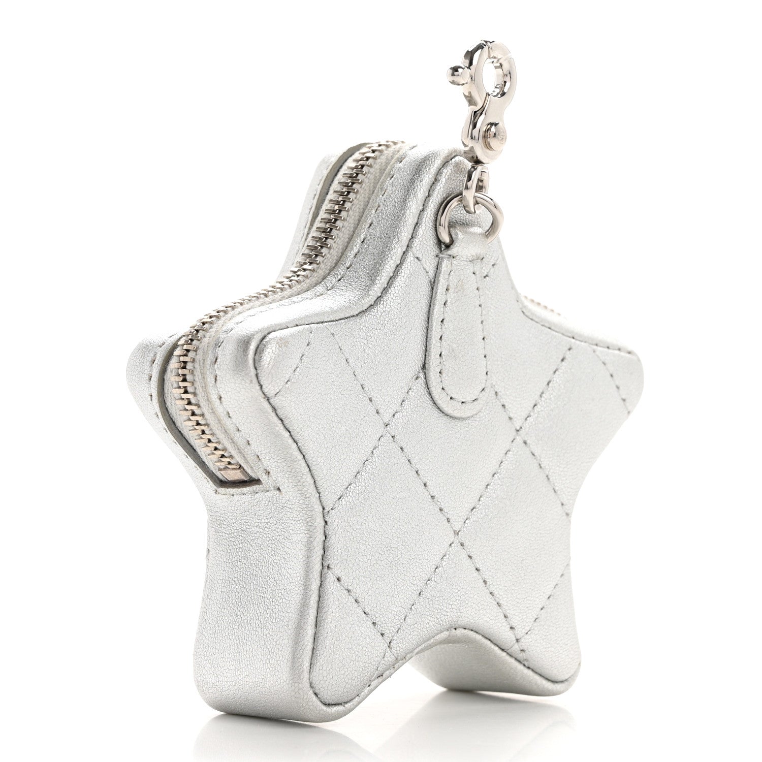 Chanel Metallic Lambskin Walk Of Fame Star Clip On Coin Purse Silver 3 of 7