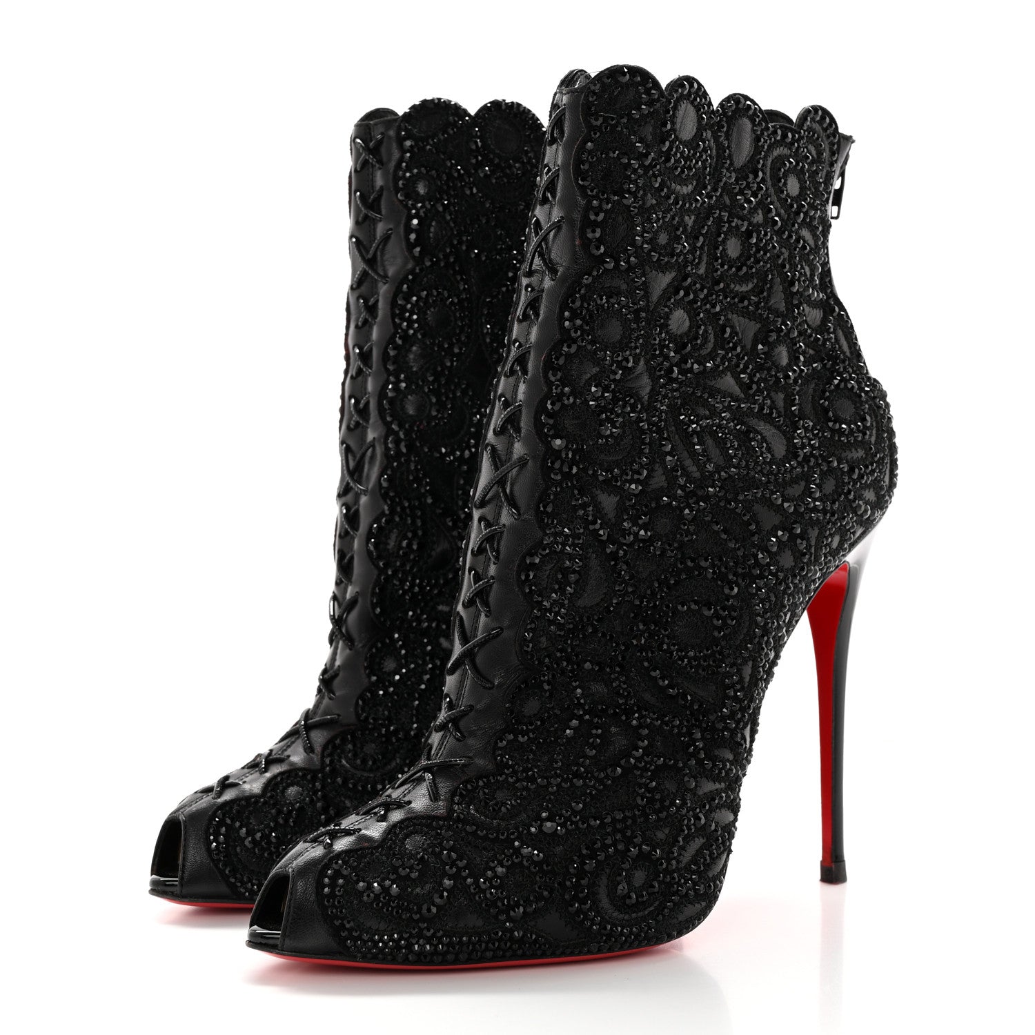Christian Louboutin Calfskin Strass Rihanini 120 Booties 40 Black 3 of 12