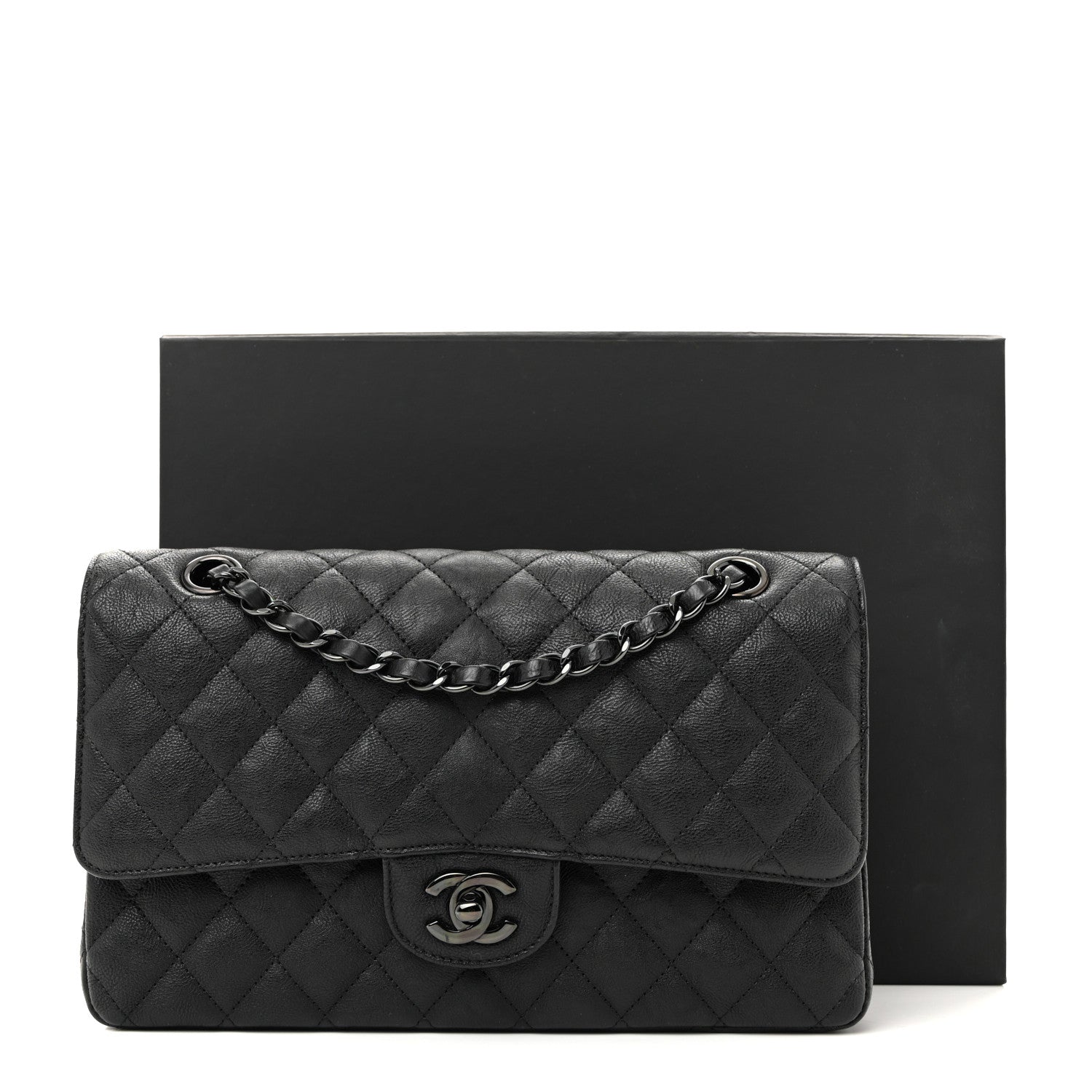 Chanel Crumpled Calfskin Quilted Medium Double Flap So Black 11 of 11