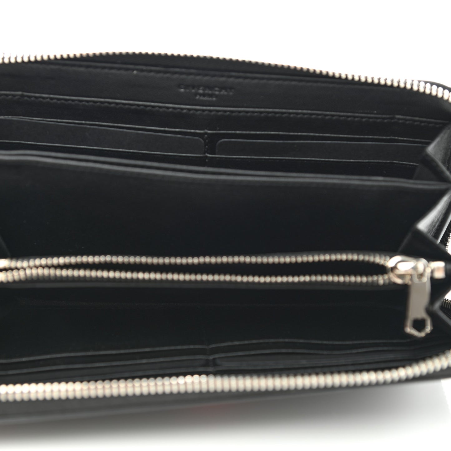 Calfskin Star Pandora Zip Around Wallet Black Red