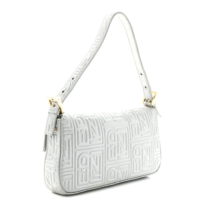 Fendi Nappa Logo Embossed Baguette Silver 3 of 10
