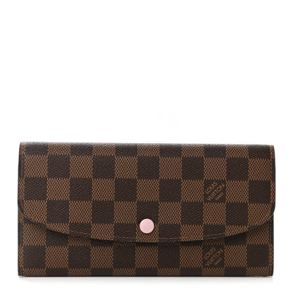 Louis Vuitton Damier Ebene Emilie Wallet Rose Ballerine 1 of 7