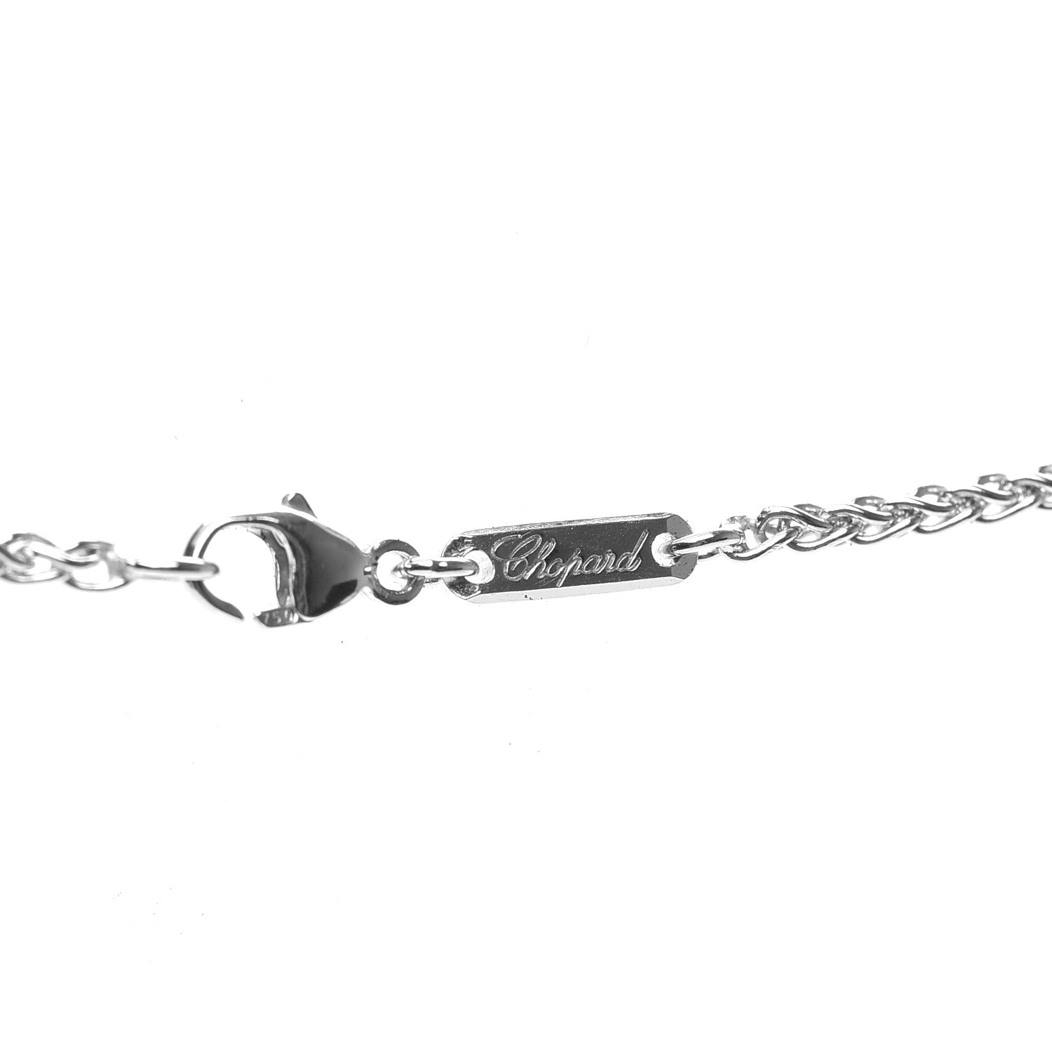 Chopard 18K White Gold Diamond Happy Diamonds Icons Oval Pendant Necklace 4 of 8