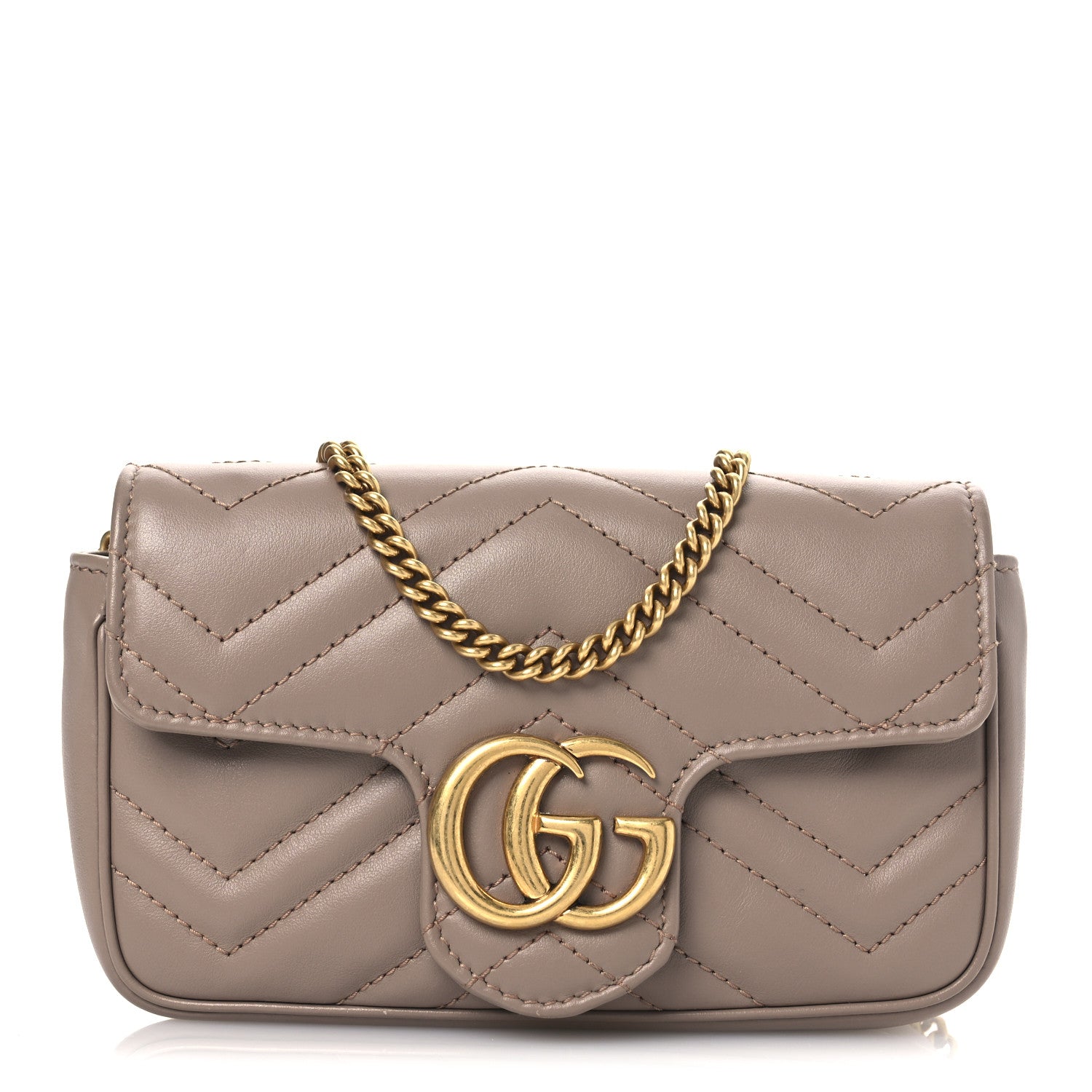 Gucci Calfskin Matelasse Super Mini GG Marmont Shoulder Bag Porcelain Rose 1 of 11