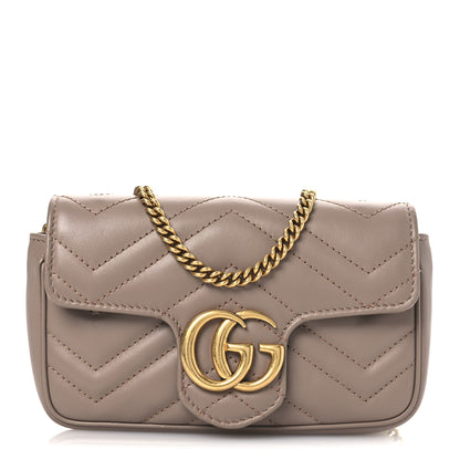 Gucci Calfskin Matelasse Super Mini GG Marmont Shoulder Bag Porcelain Rose 1 of 11