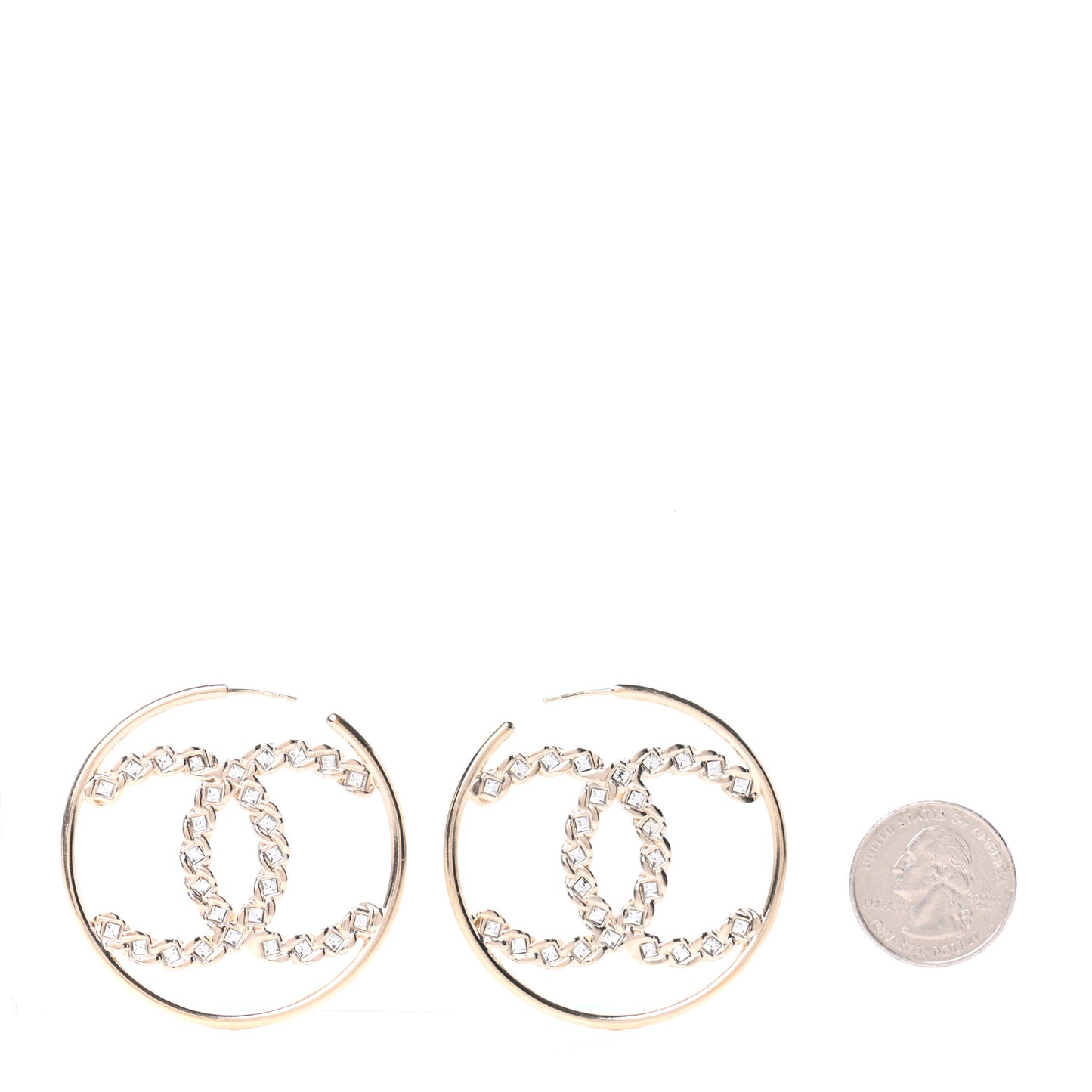 Crystal High Society CC Hoop Earrings Gold