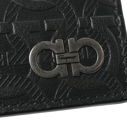 Salvatore Ferragamo Calfskin Embossed Gancini Bi-Fold Wallet Black 7 of 7