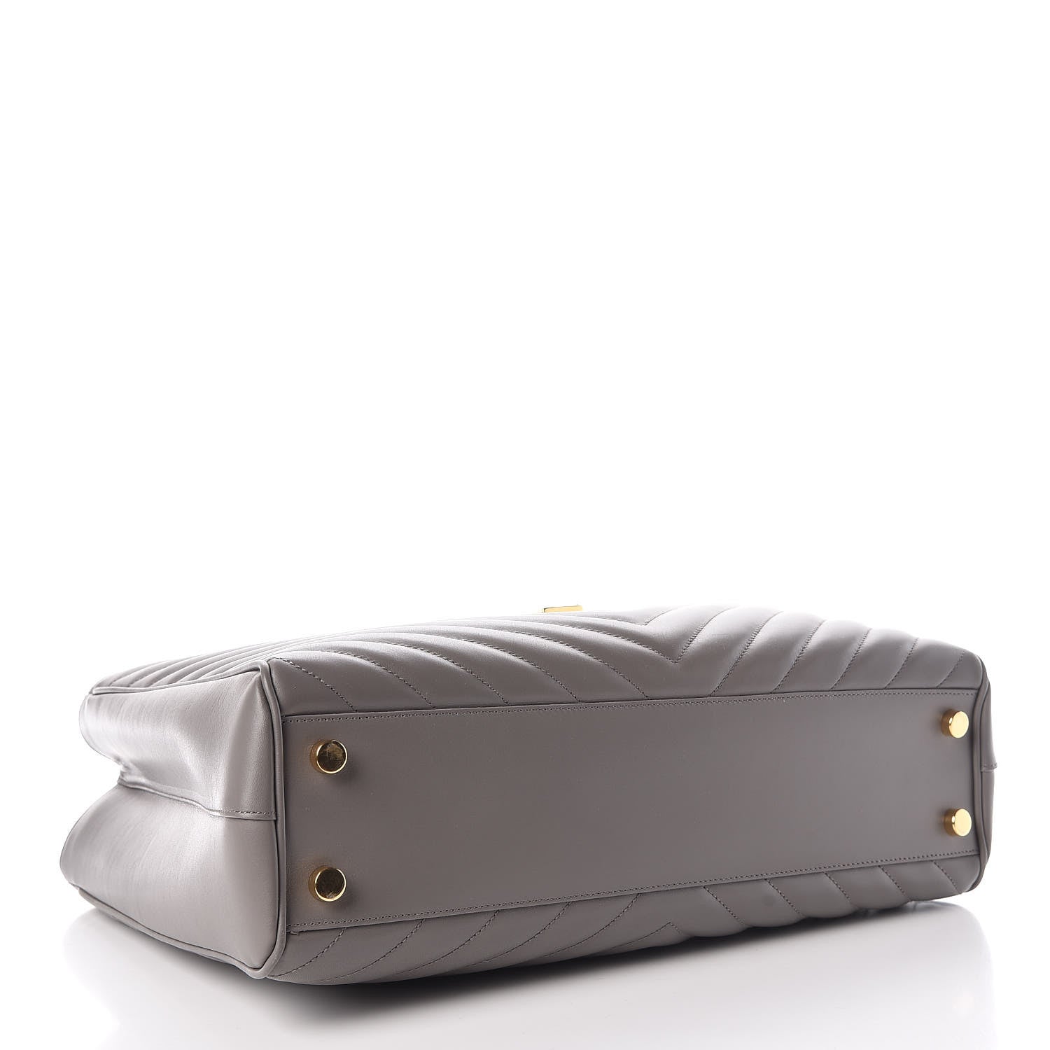 Saint Laurent Smooth Calfskin Matelasse Chevron Large Monogram Shopping Bag Grey 4 of 13