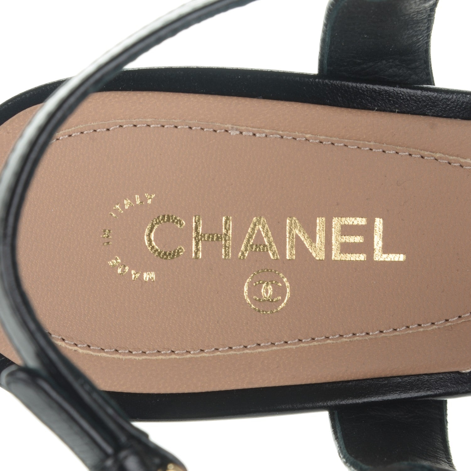 Chanel Crumpled Calfskin Chain Sandals 37.5 Black 7 of 8