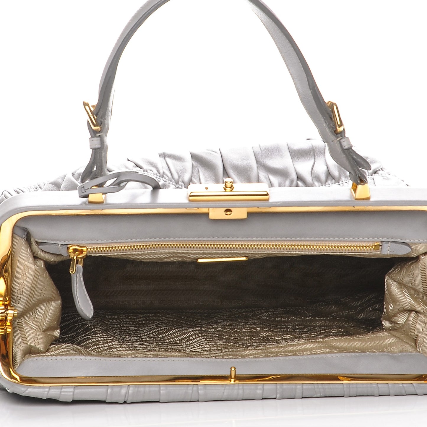 Nappa Dressy Gaufre Framed Tote Nuvola