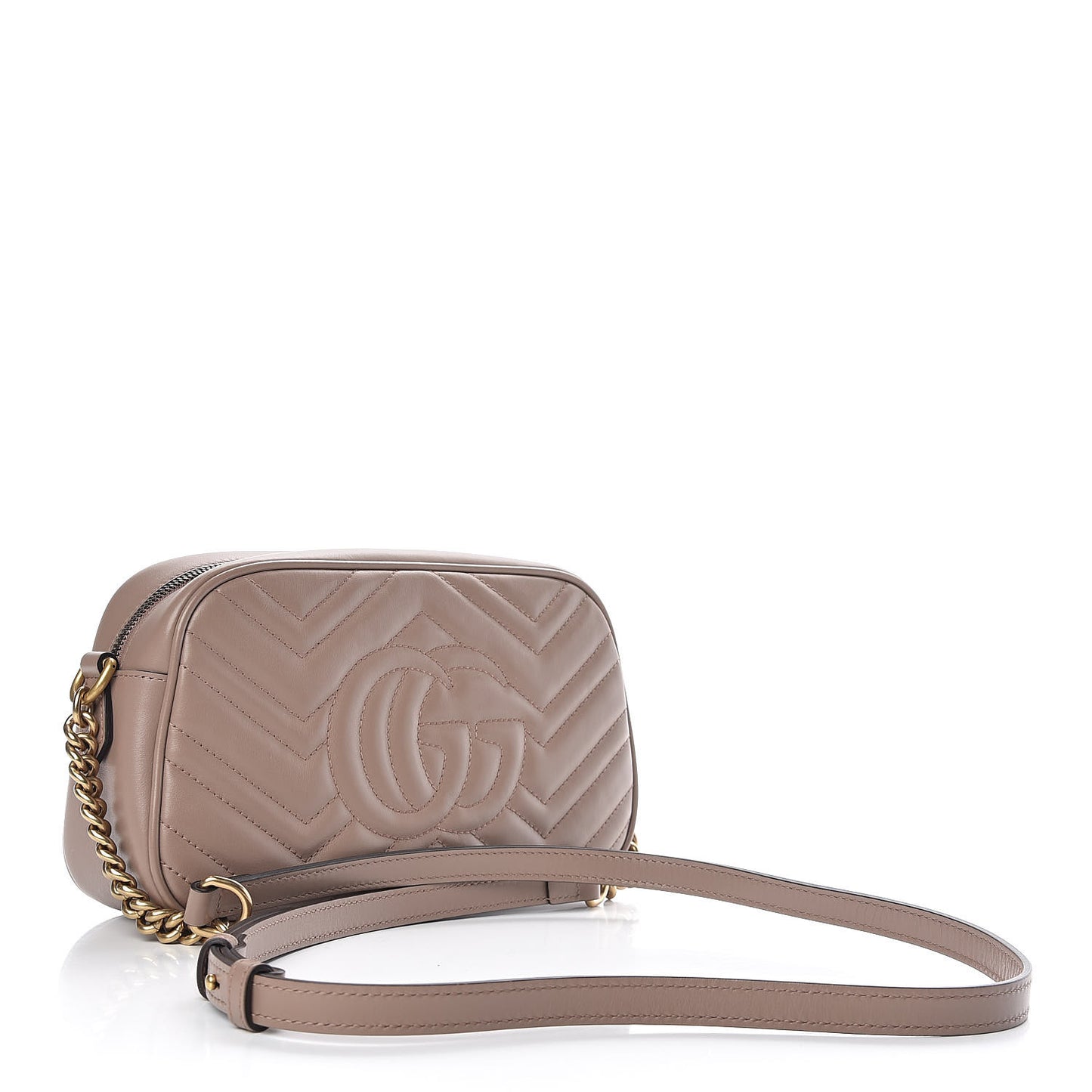Calfskin Matelasse Small GG Marmont Chain Shoulder Bag Porcelain Rose