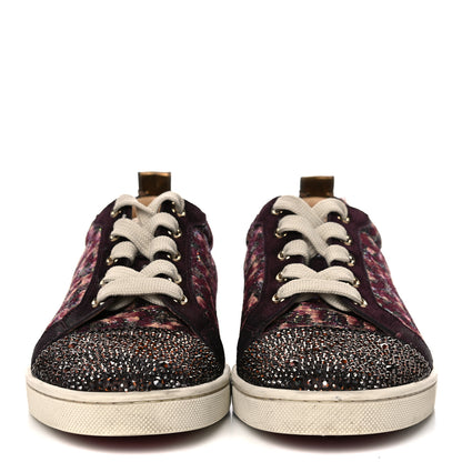 Christian Louboutin Crystal Metallic Suede Peacock Woven Lurex Gondolastrass Sneakers 36.5 Burgundy 2 of 14