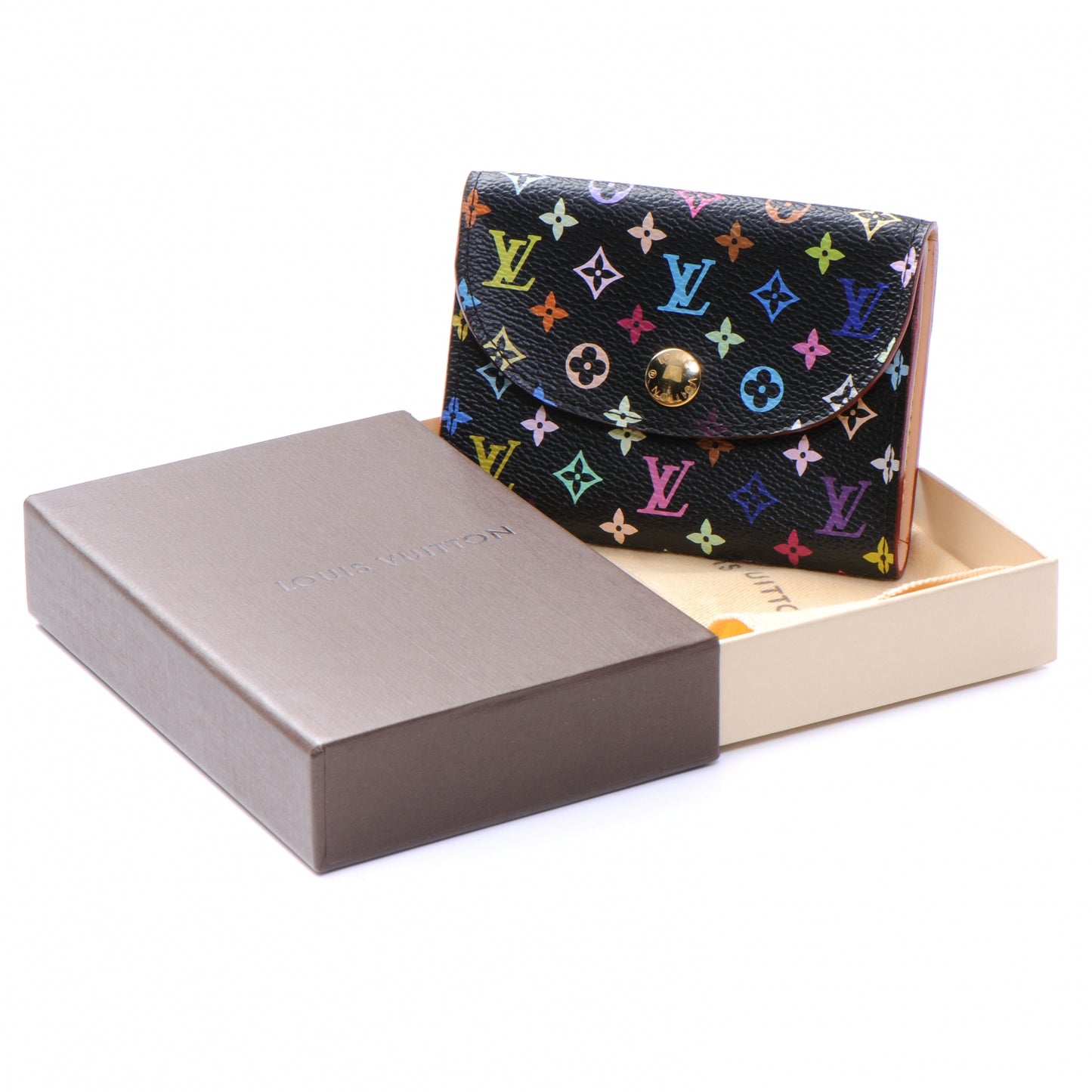 Monogram Multicolor Business Card Holder Black