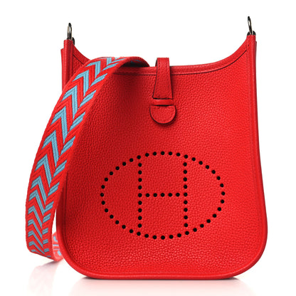 Hermes Taurillon Maurice Zigzag Sangle Evelyne TPM Rouge De Coeur Bleu Du Nord 1 of 10