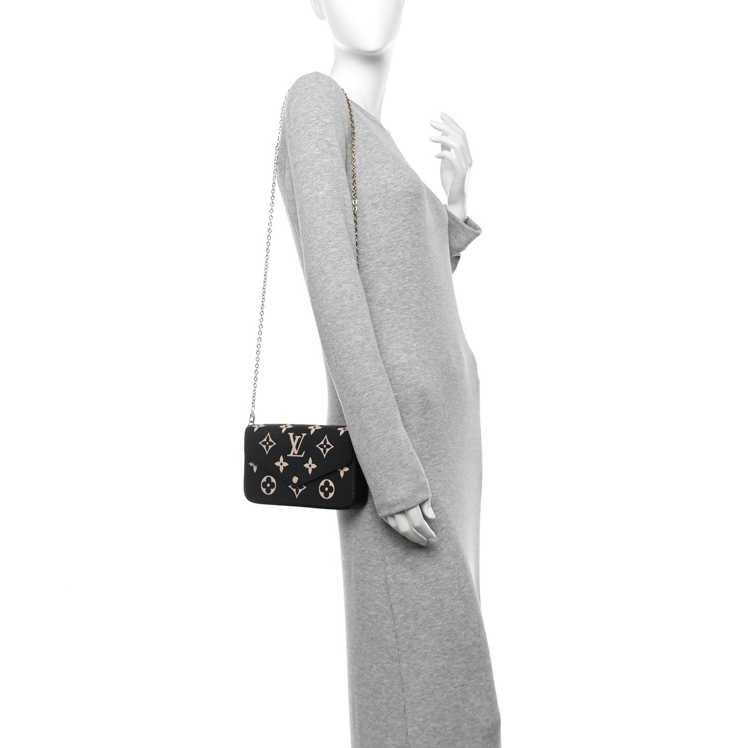 Louis Vuitton Empreinte Monogram Giant Felicie Pochette Black Beige 2 of 11