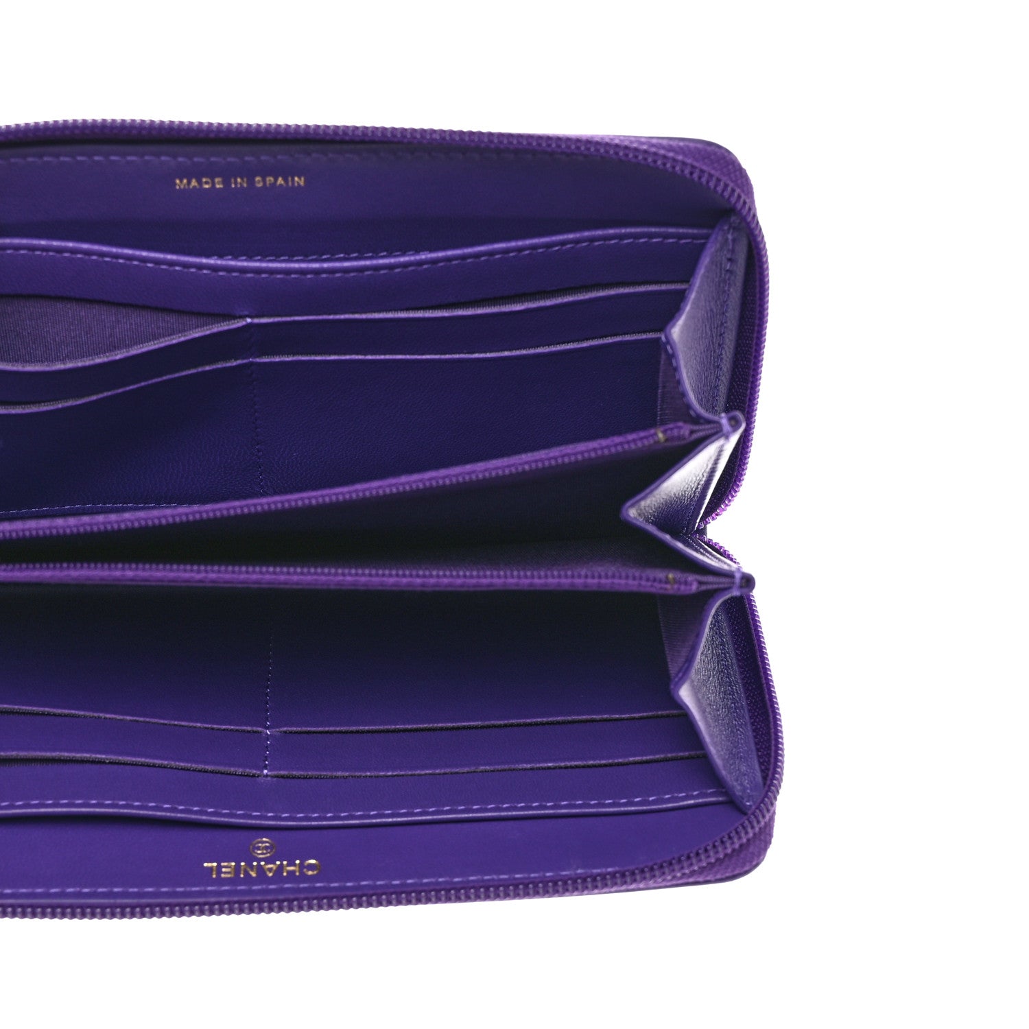 Chanel Lambskin Quilted Boy Zip Around Wallet Purple 5 of 8