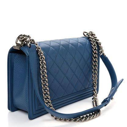 Chanel Perforated Lambskin Quilted New Medium Boy Flap Blue 3 of 13