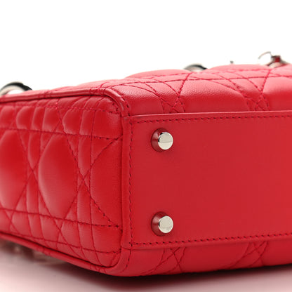 Christian Dior Lambskin Cannage Mini Lady Dior Geranium 9 of 10