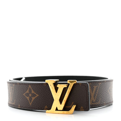 Louis Vuitton Calfskin Monogram 30mm LV Initiales Reversible Belt 85 34 Black 2 of 8