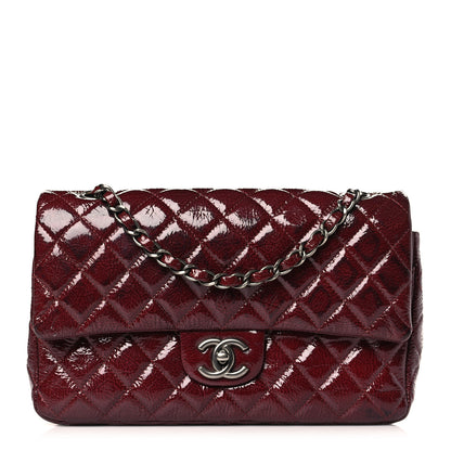 Chanel Patent Calfskin Quilted Medium Double Flap Burgundy 1 of 13