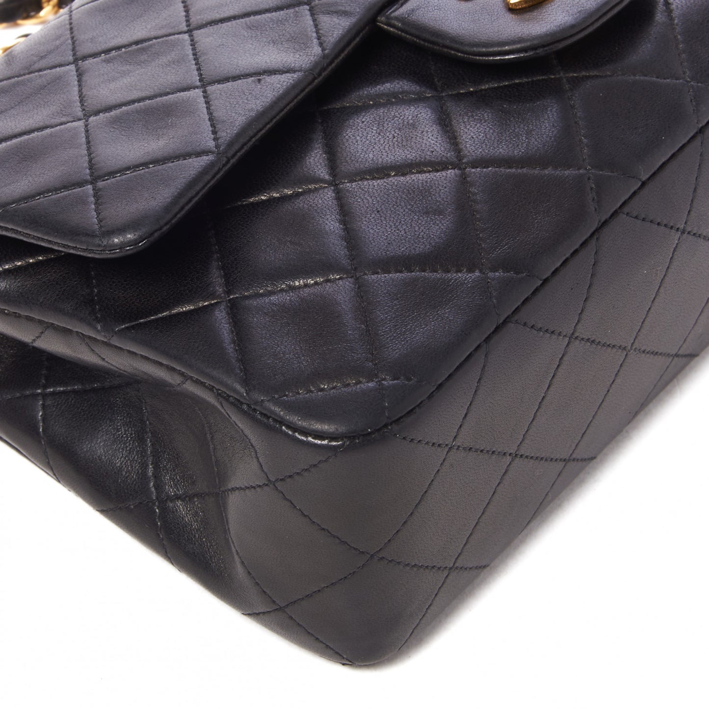 Lambskin Quilted Small Double Flap Black