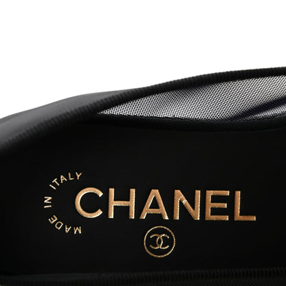 Chanel Mesh Grosgrain CC Cap Toe Ballerina Flats 37 Black 8 of 10