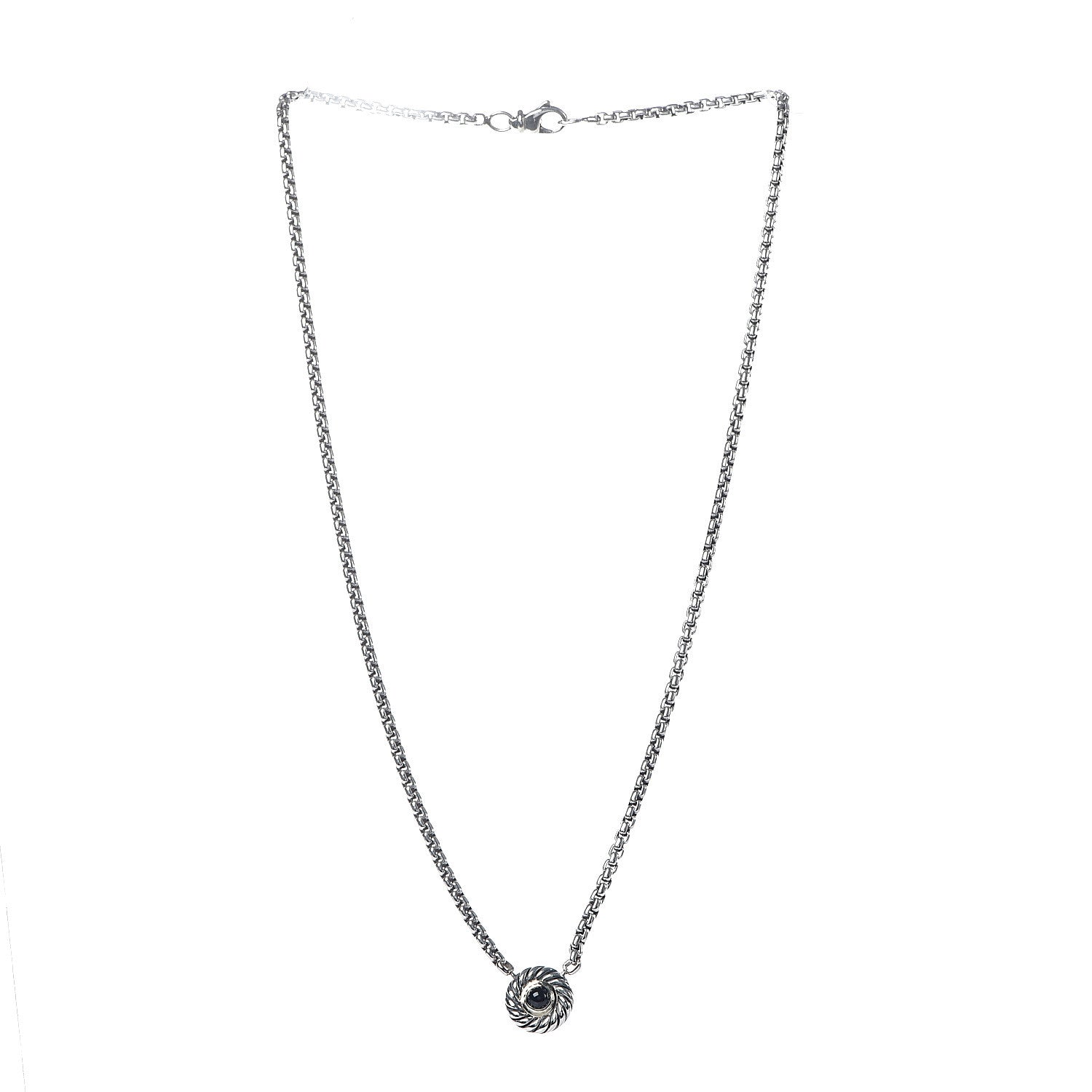 David Yurman Sterling Silver 14K Yellow Gold Black Onyx 12mm Cookie Pendant Necklace 3 of 6