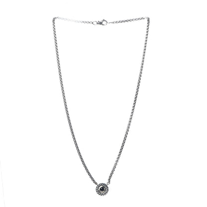 David Yurman Sterling Silver 14K Yellow Gold Black Onyx 12mm Cookie Pendant Necklace 3 of 6