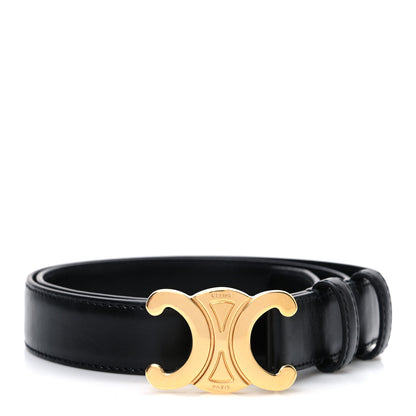 Celine Box Calfskin Medium 25mm Triomphe Belt 75 30 Black 1 of 6