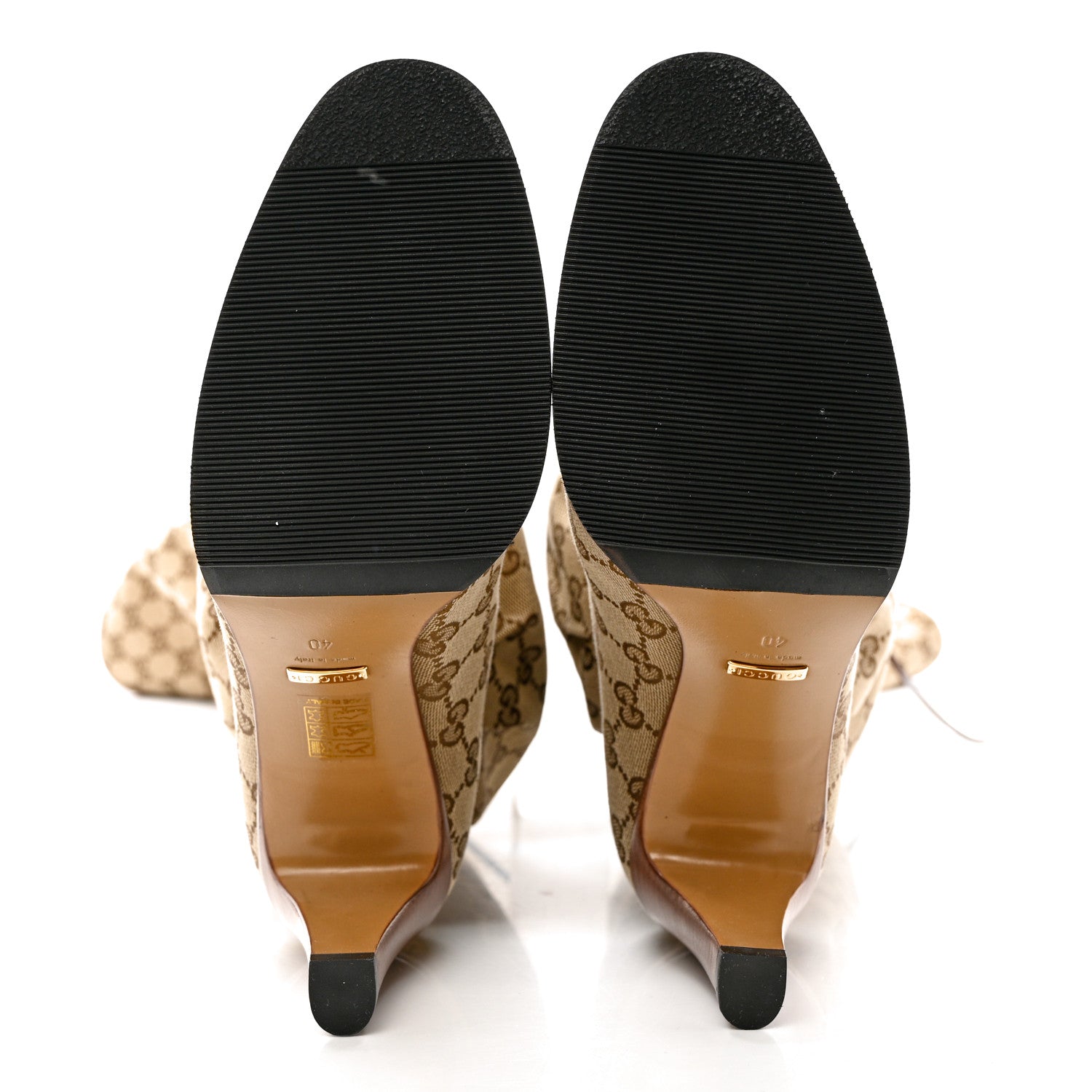 Gucci Monogram Over the Knee Boots 40 Beige Ebony 5 of 6