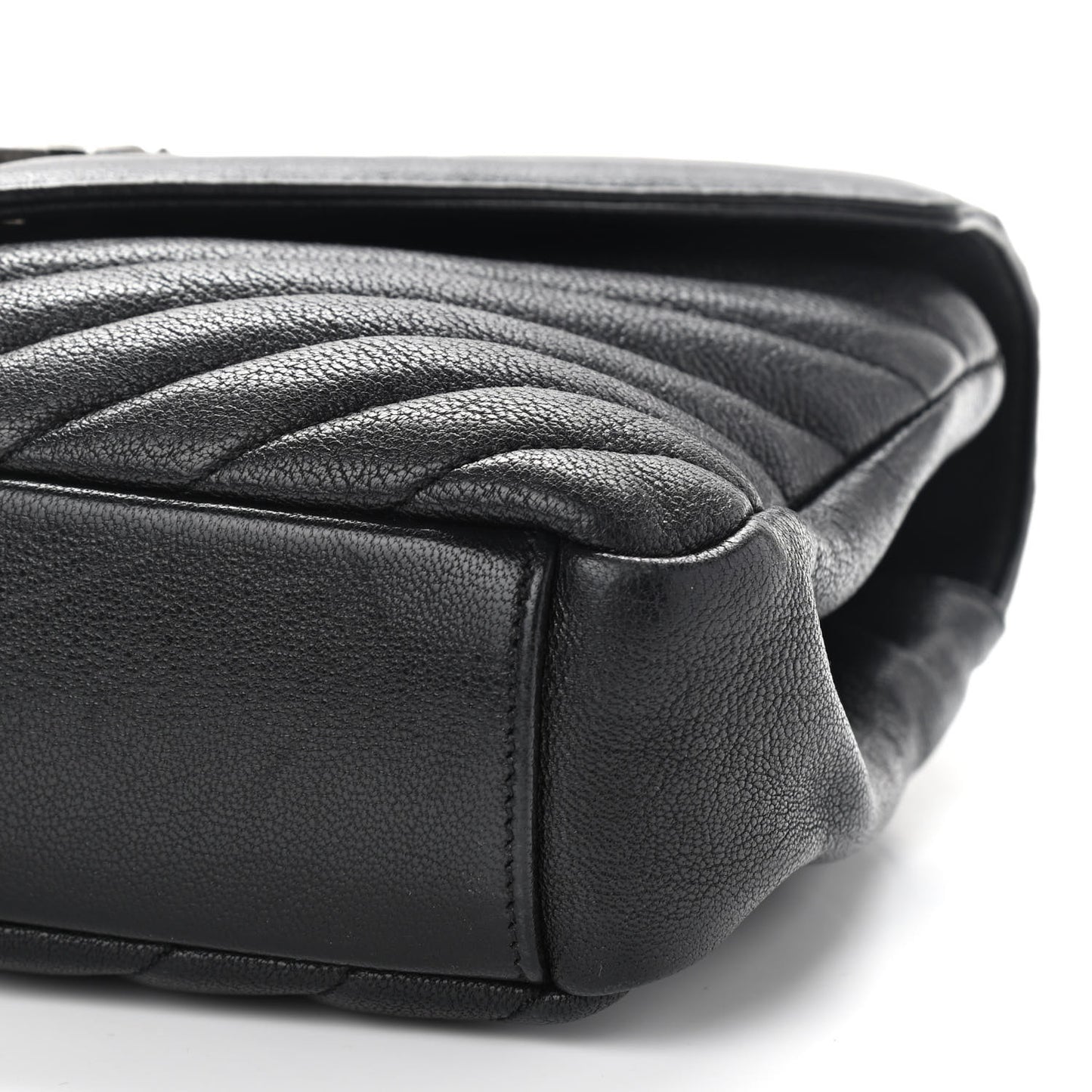 Sheepskin Matelasse Chevron Monogram Medium College Bag Black