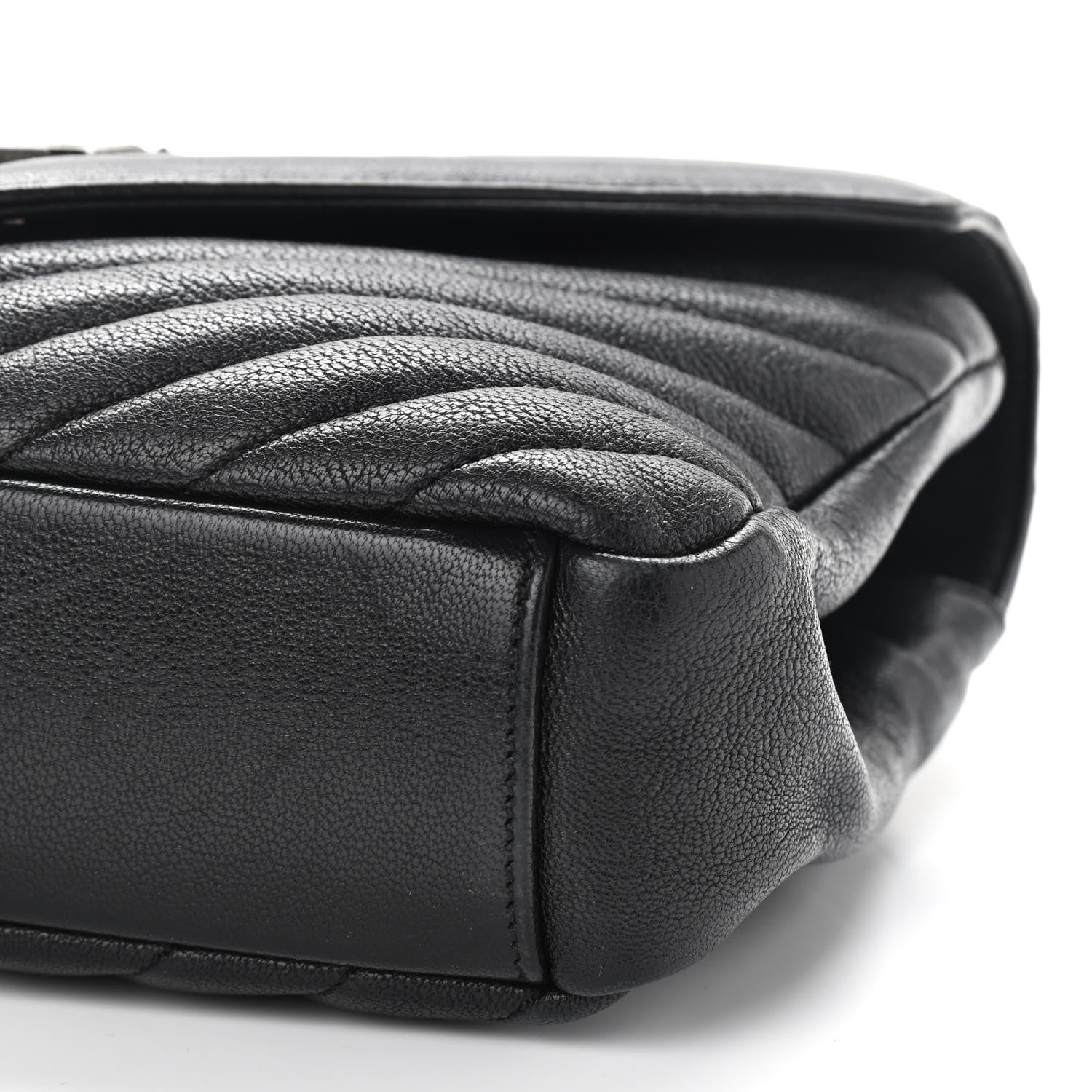 Saint Laurent Sheepskin Matelasse Chevron Monogram Medium College Bag Black 8 of 13